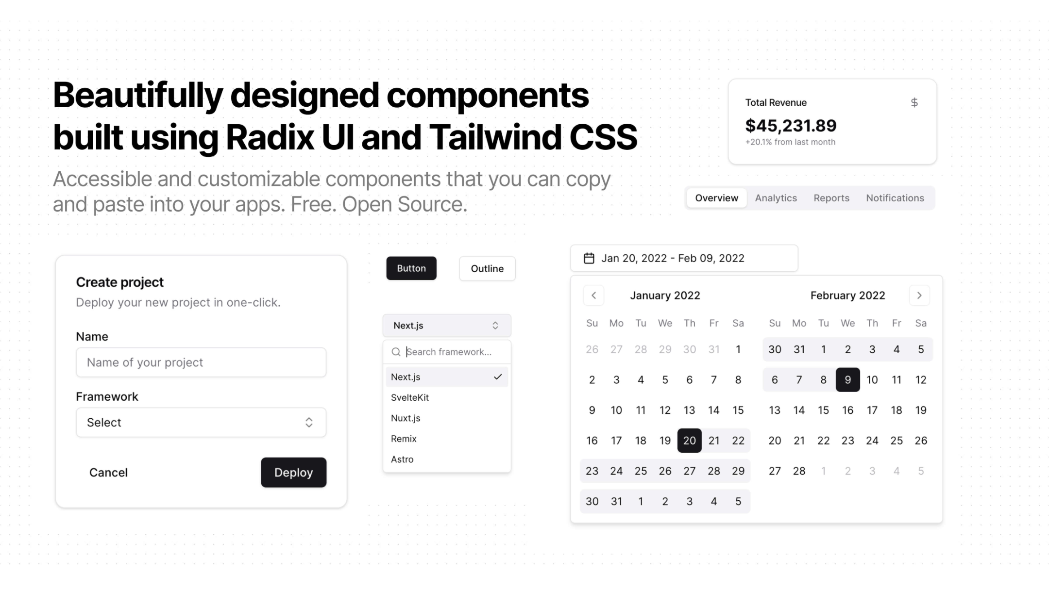 shadcn/ui - Radix UI and Tailwind CSS Re-usable Components — Frontpedia